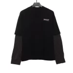 Balenciaga Embroidered Fake Two Piece Long Sleeve Shirt Reps