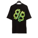 Balenciaga Green Painted Double B T-Shirt Reps