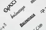 Balenciaga Co-branded Twill Multi-Label Barrage Print T-Shirt Reps