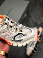 Balenciaga Track Sneaker in White and Orange Mesh and Nylon Reps10