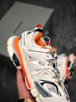 Balenciaga Track Sneaker in White and Orange Mesh and Nylon Reps10