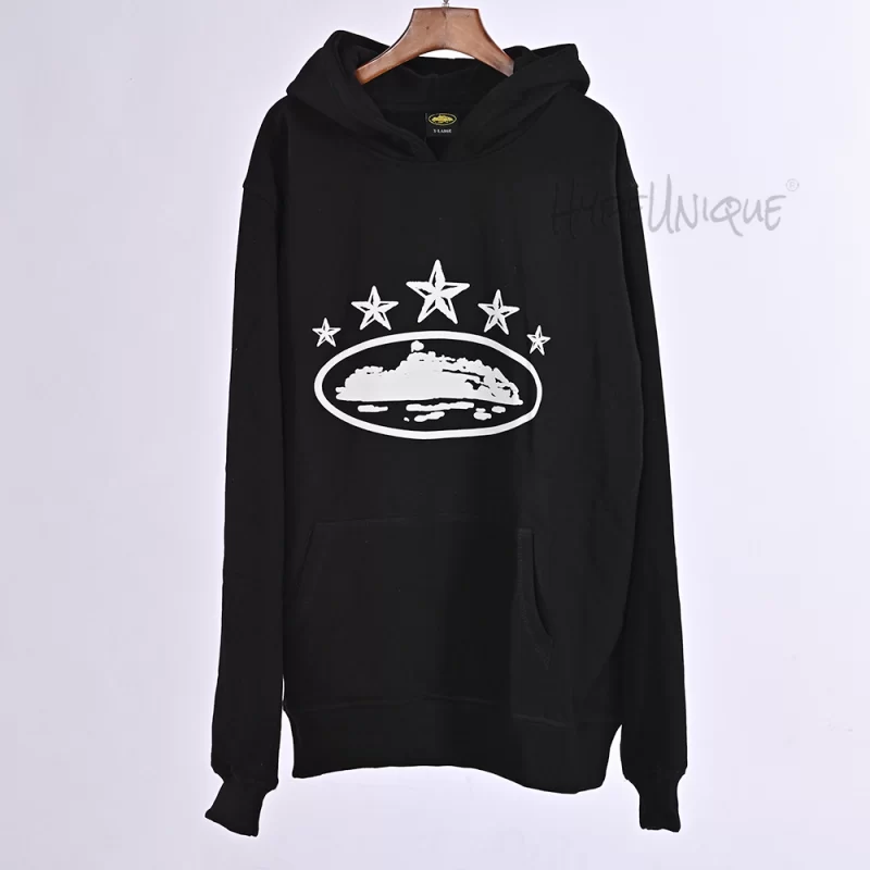 Corteiz 5 Starz Alcatraz Hoodie Black