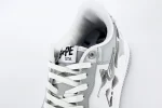 BapeSta White Leather Silver Logo Shoes