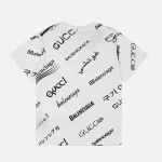 Balenciaga Co-branded Twill Multi-Label Barrage Print T-Shirt Reps