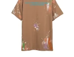 Palm Angels Men's Brown Palm-print Paint-splatter T-shirt