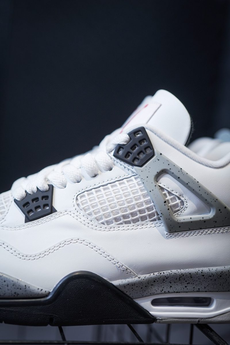 Medial side of Jordan 4 White Cement
