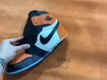 Close-up of toe box on Jordan 1 Shattered Backboard Reps 2025
