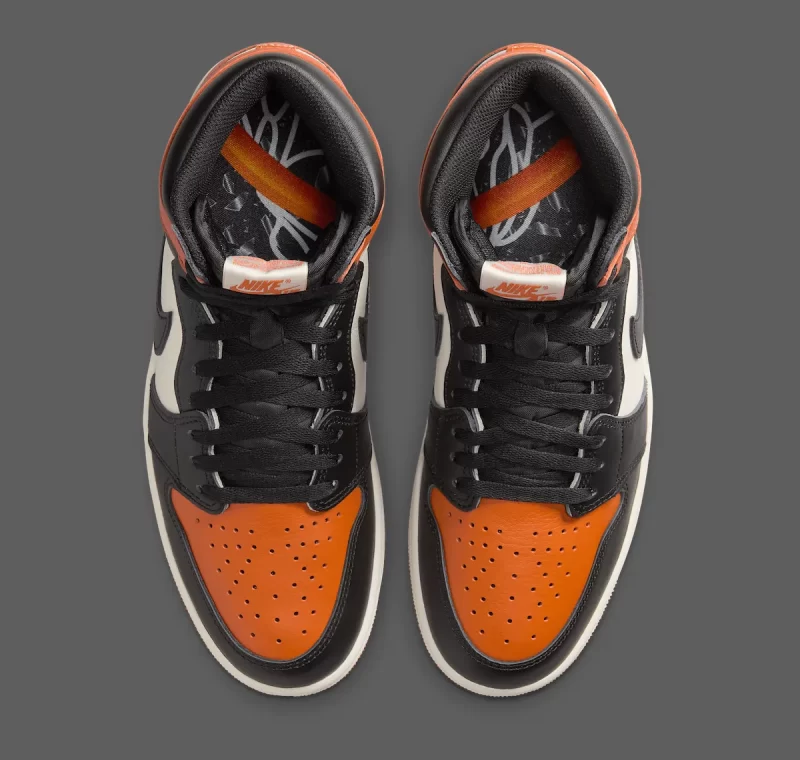 Top-down view of Jordan 1 Shattered Backboard Reps