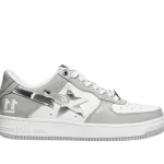 BapeSta White Leather Silver Logo AF 1
