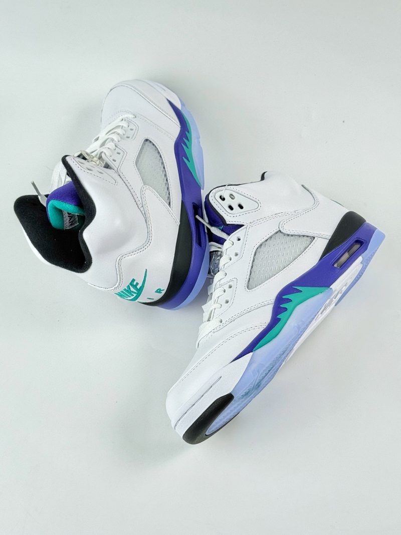 Jordan Retro 5 Grape side profile sneakers flat view