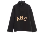 ABC Alphanumeric 7 Flocked Stand Collar Sweatshirt