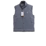 Micro-label down vest with patch on the chest(Black / Grey )