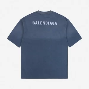 Balenciaga Back Blue Logo-print T-Shirt Reps