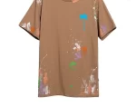 Palm Angels Men's Brown Palm-print Paint-splatter T-shirt