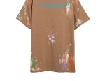 Palm Angels Men's Brown Palm-print Paint-splatter T-shirt