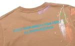 Palm Angels Men's Brown Palm-print Paint-splatter T-shirt