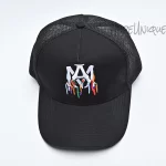 AMIRI Embroidered Paint Drip AM Logo Trucker Snapback Cap Black/White/Multi