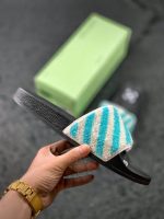 OFF-WHITE FLYKNIT STRIPE SLIDES