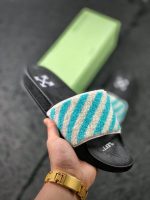 OFF-WHITE FLYKNIT STRIPE SLIDES