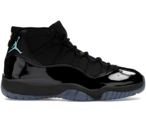 Jordan 11 Retro Gamma Blue 2025 sneakers with iconic black patent leather and vibrant blue accents, SKU CT8012-047