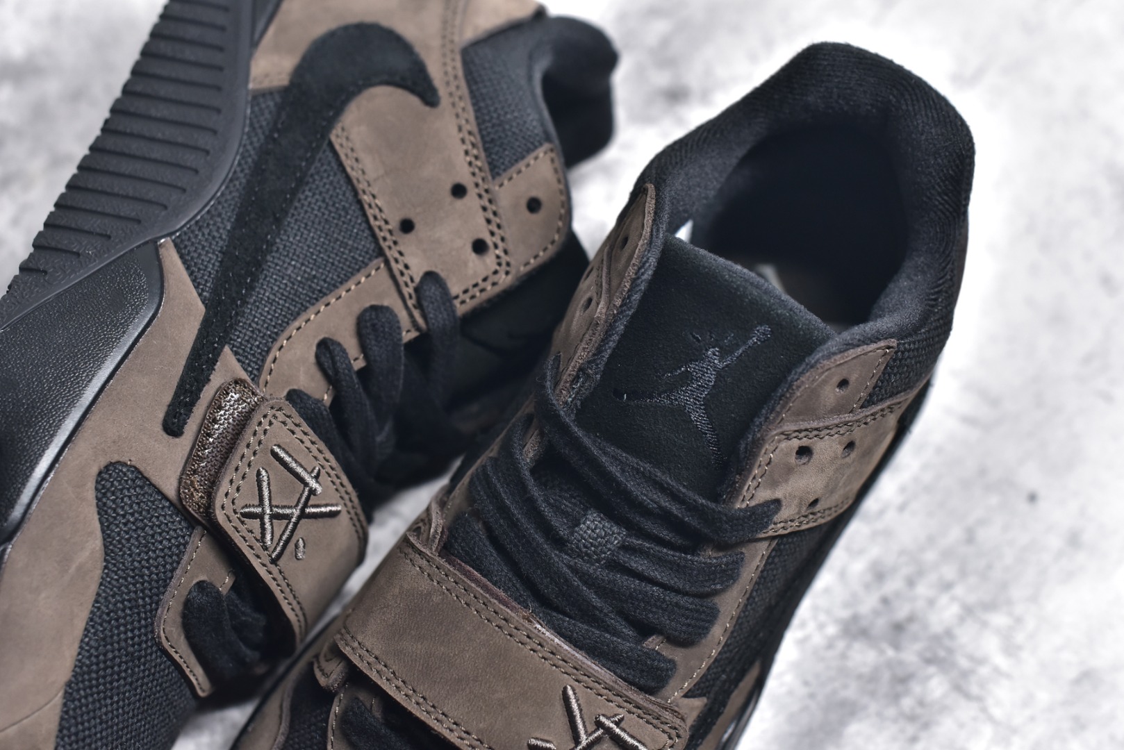 Detailed view of Jordan Jumpman Jack TR Travis Scott Dark Mocha