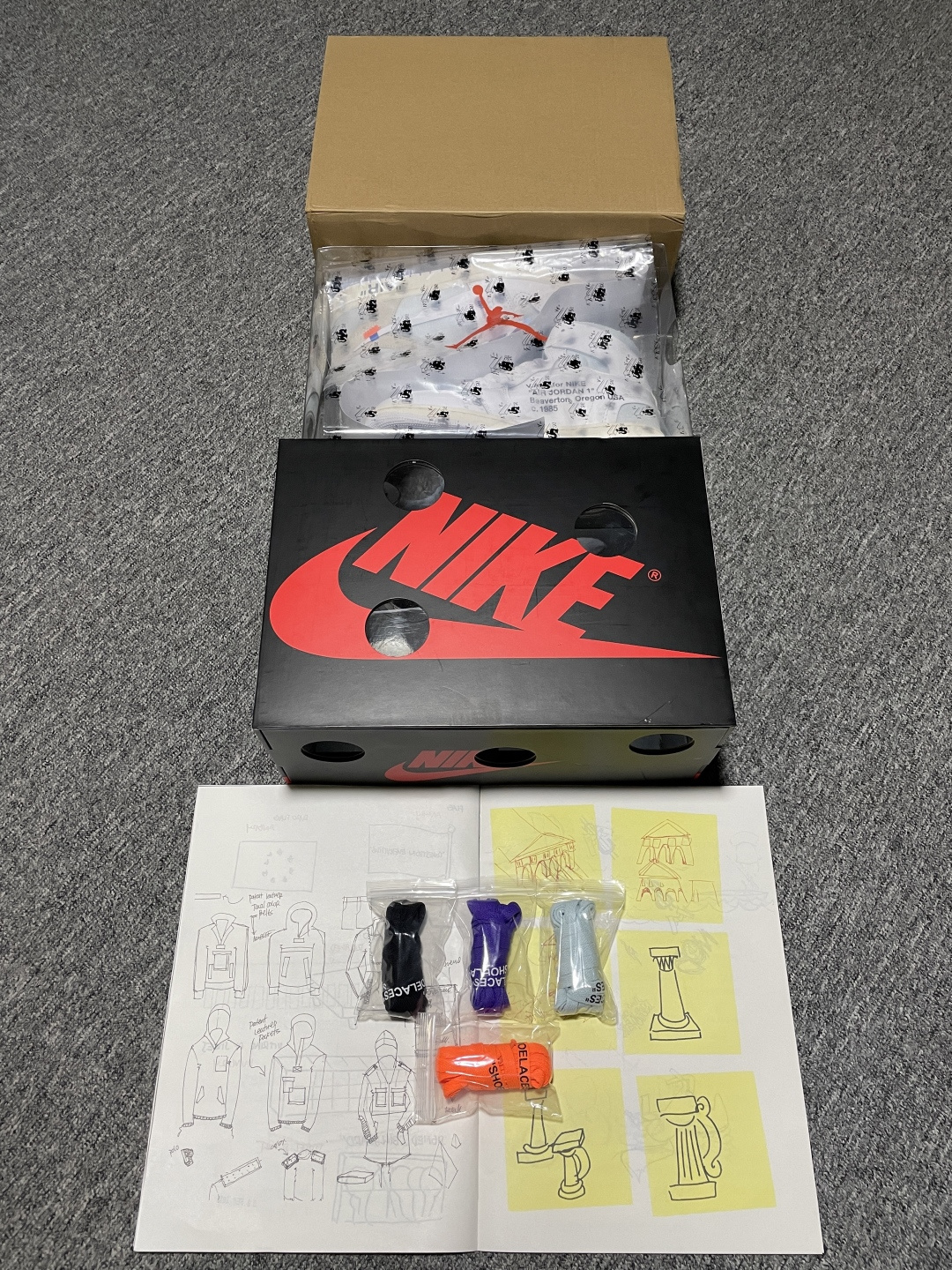 Jordan 1 Retro High Virgil Abloh Archive Alaska 4 Person wearing Jordan 1 Retro High Virgil Abloh Archive Alaska sneakers on foot