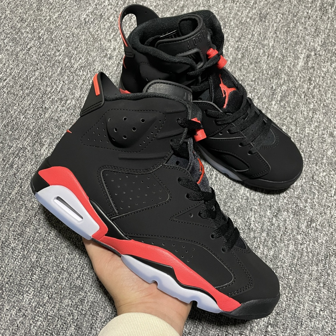 Jordan 6 Retro Infrared Salesman 2 Premium black nubuck material on Jordan 6 Retro Infrared CT8529-001 upper