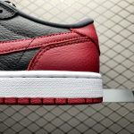 Top-down view of Jordan 1 Retro Low OG Banned with laces