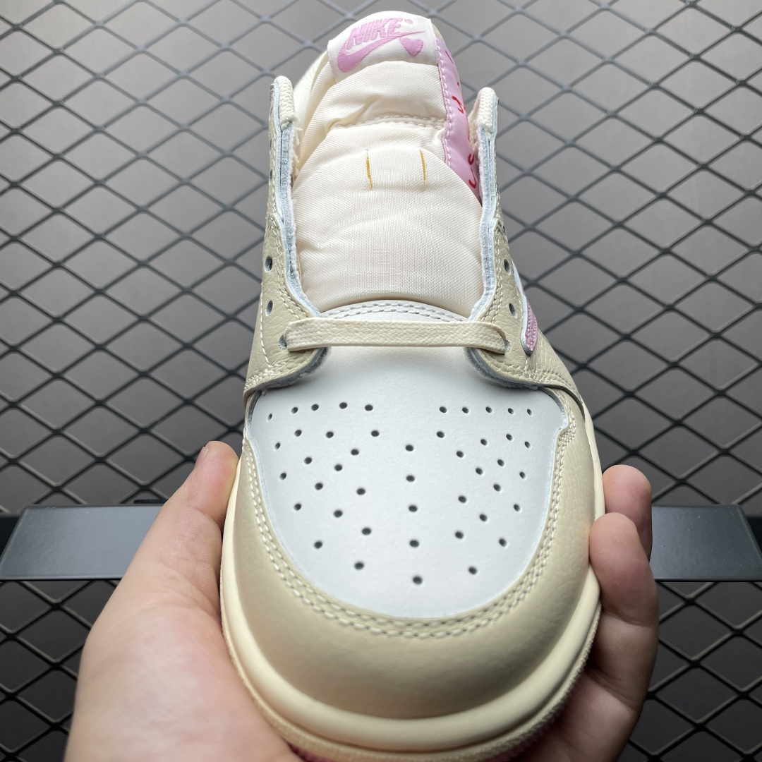 Travis Scott Jordan 1 Low Shy Pink collectible sneaker display