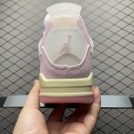 Back view of Jordan 4 Retro Iced Carmine IB6716-600, with black heel tab and Jumpman