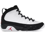Jordan 9 Retro OG Space Jam (2026) IX6179-100 front view, white and black leather with blue accents
